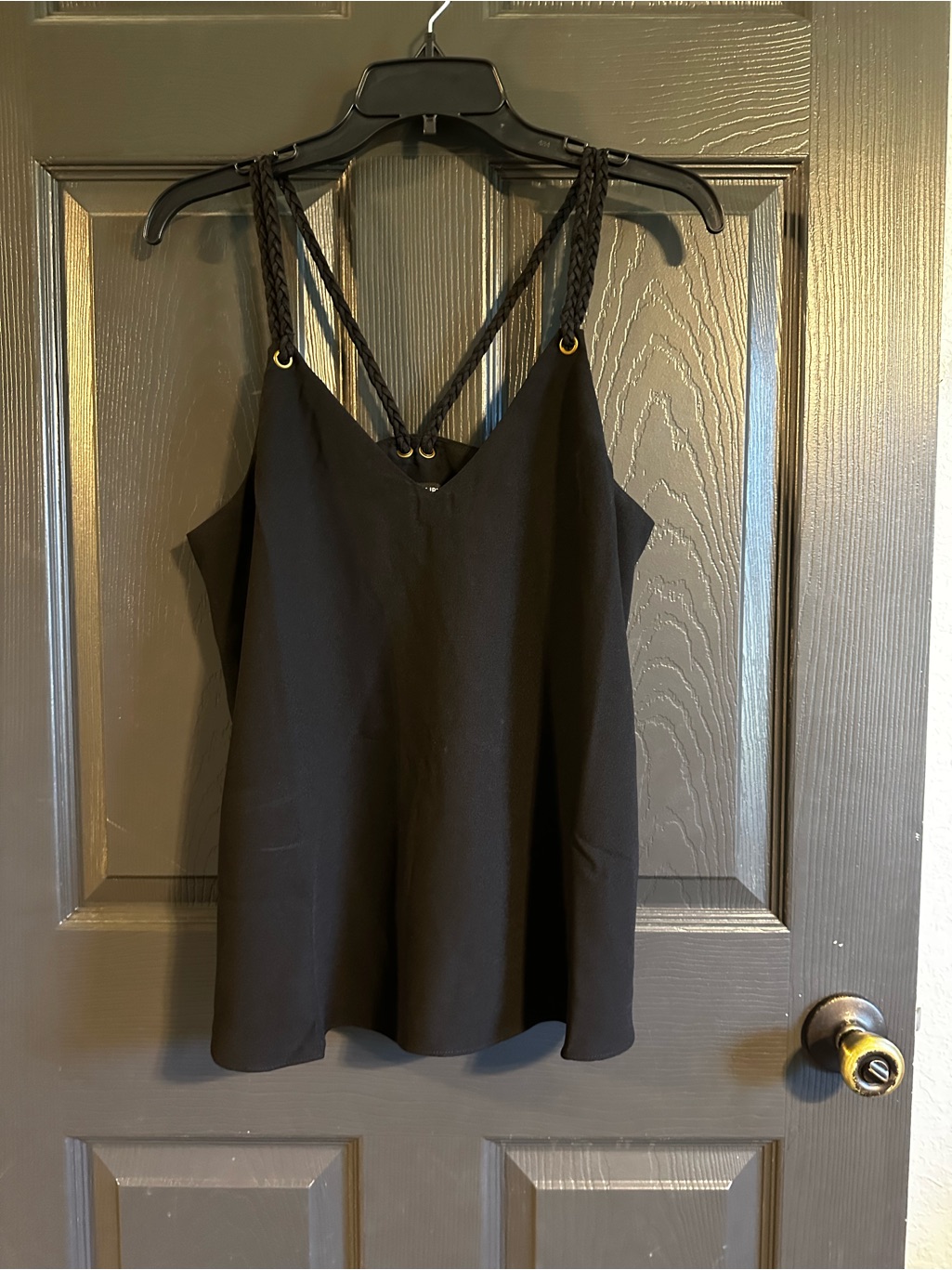 Sugarlips Black V-Neck Tank With Braided Straps Like New